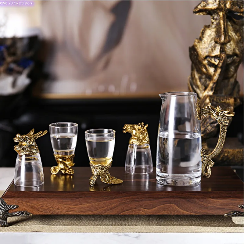 Wine Glass Set Crystal - Chinesisches Tierkreiszeichen-Weinglas-Set, Haushalts-Weinspender, 250ML Flasche, 25ML
