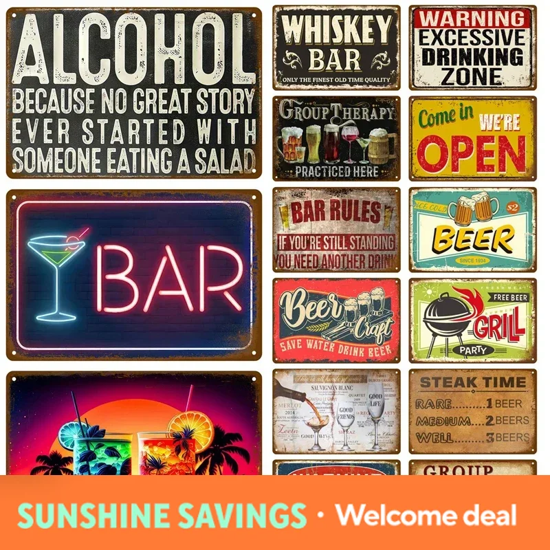 Wine Beer Europe - Metallschild Whiskey Wein Alkohol Marken-Blechschild Cocktail-Poster