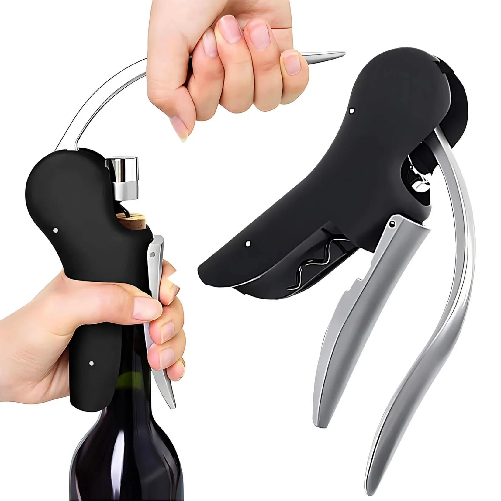 Cork Screw Lever - Praktisches Flaschenöffner-Set, Weinzubehör, Folienabschneider, Bar-Hebel, Korkenzieher,