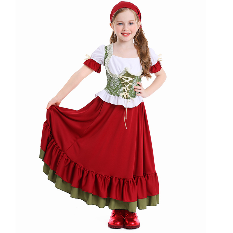 Wine Beer Europe - Oktoberfest Kinderkostüm Bayerisches Bauernhofmädchenkleid mit Schürze